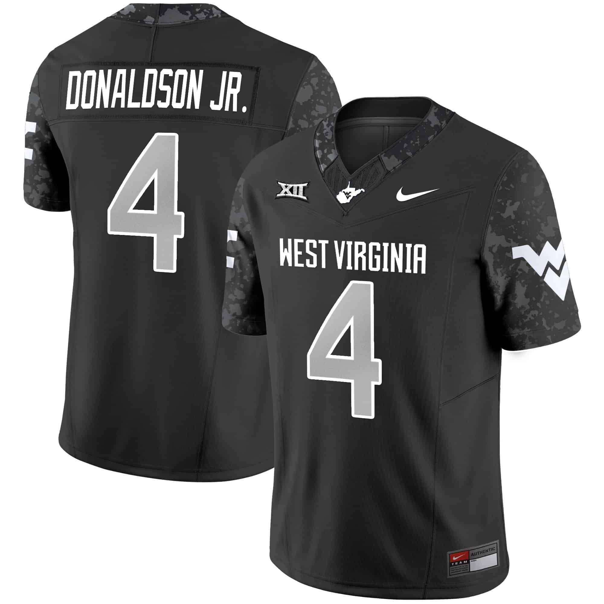 Men West Virginia Mountaineers #4 Donaldson jr Black 2024 Nike Vapor Limited NCAA Jersey